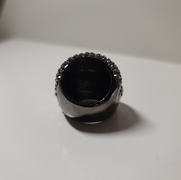 Appolon Black And Silver Rhinestone Cocktail Ring - Picture 3 of 4
